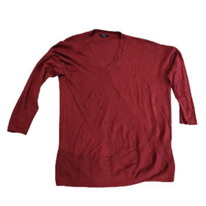 Lafayette 148 New York Diagonal‎ Rib Sweater Red Side XL